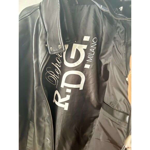 Reporter R. D. G. Men XL Milano luxury Faux Black Leather Zipper Jacket - Picture 4 of 12